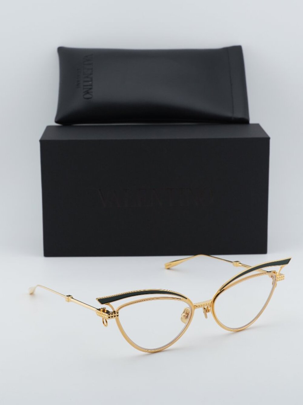 Valentino V-GLASSLINE VLX-118E-CH Cat Eye Eyeglasses - Gold/Green 55mm
